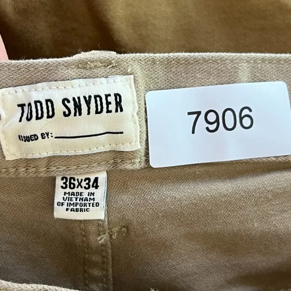 Todd Snyder Pants Mens Size 36 x 34 Slim Fit Beige 5-Pocket Chino NWT